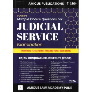 Amicus Law Academy's Multiple Choice Questions For Judicial Service Examination – Minor Acts (2026 Edition)  by Rajan Gunjikar (Ex. District Judge) [Free Delivery]